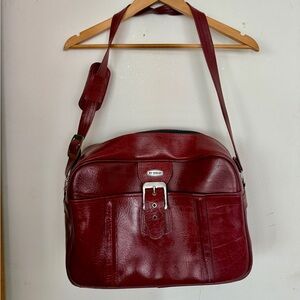 Vintage 1970s Jet Stream Oxblood Airline Bag | Retro Travel Crossbody